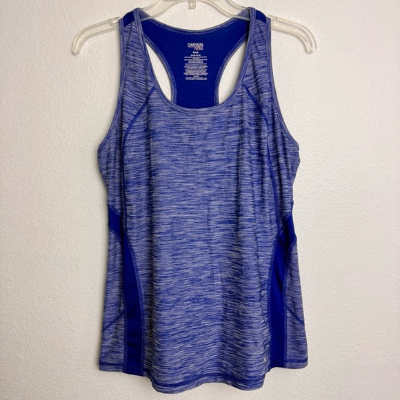 Danskin Now Purple Space Dye Racerback Tank Top Built in Bra Pilates Running - Picture 1 of 4